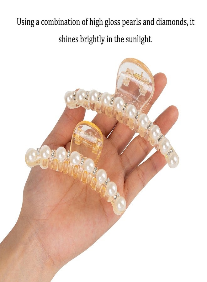 Agirlvct Hair Clips for Women & Girls, Strong Hold Non Slip Hair Barrettes, Elegant Pearl Crystal Rhinestone Hair Claw Clips, Party Wedding Hair Accessories Christmas Gift for Wife Thick Thin Hair (4 PCS) - Image 5